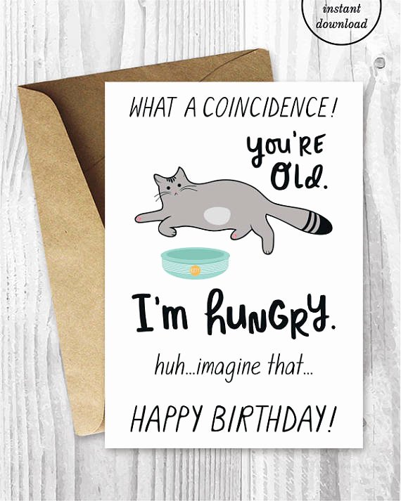 Funny Birthday Card Printable Unique Sarcastic Birthday Cards Instant Download Funny Printable Cat