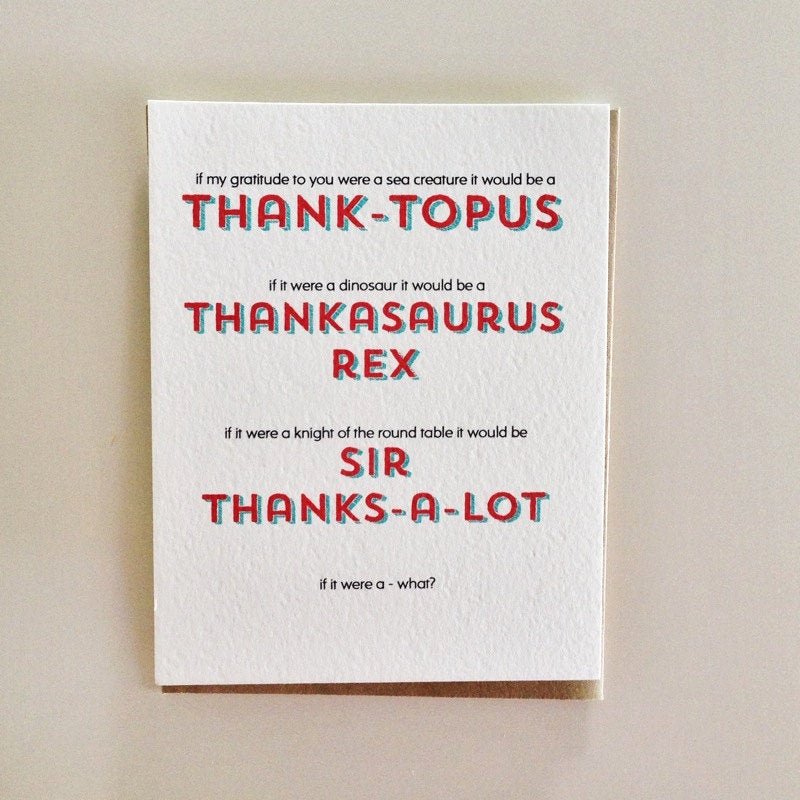 Funny Thank You Messages Best Of Many Thanks Funny Thank You Card by Crumpleandtoss On Etsy