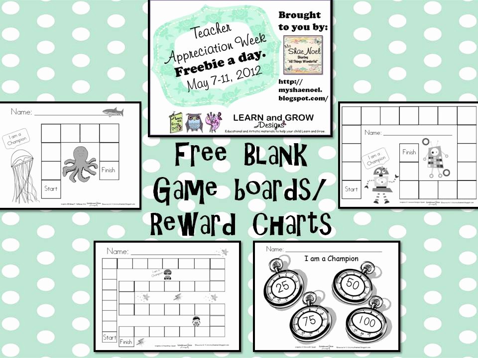 Game Templates for Teachers New Learn and Grow Designs Website Blank Gameboards Reward