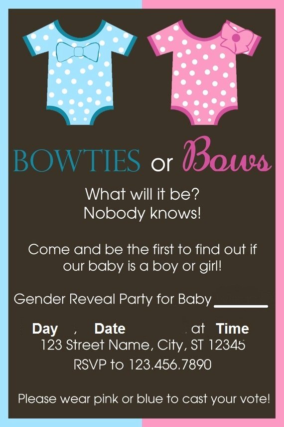 Gender Reveal Party Invitation Ideas Elegant Bowties or Bows Inspiration for A Gender Reveal