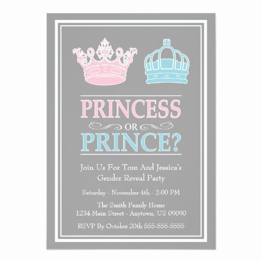 Gender Reveal Party Invitation Ideas Elegant Princess Prince Gender Reveal Party Invitations