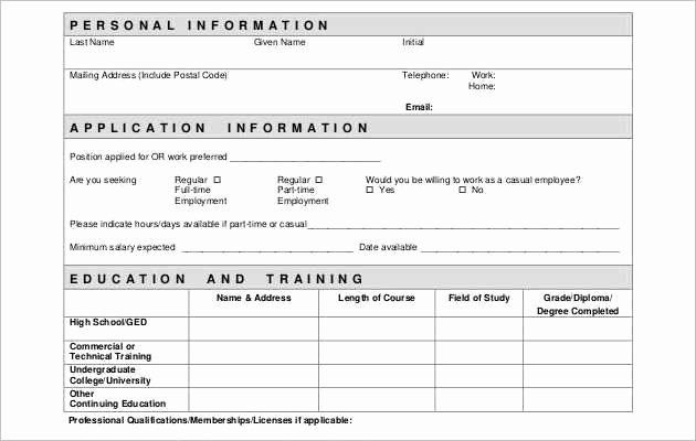 General Job Application form Fresh Employee Application form Templates