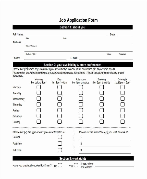 General Job Application form Fresh Free 31 Simple Job Application forms