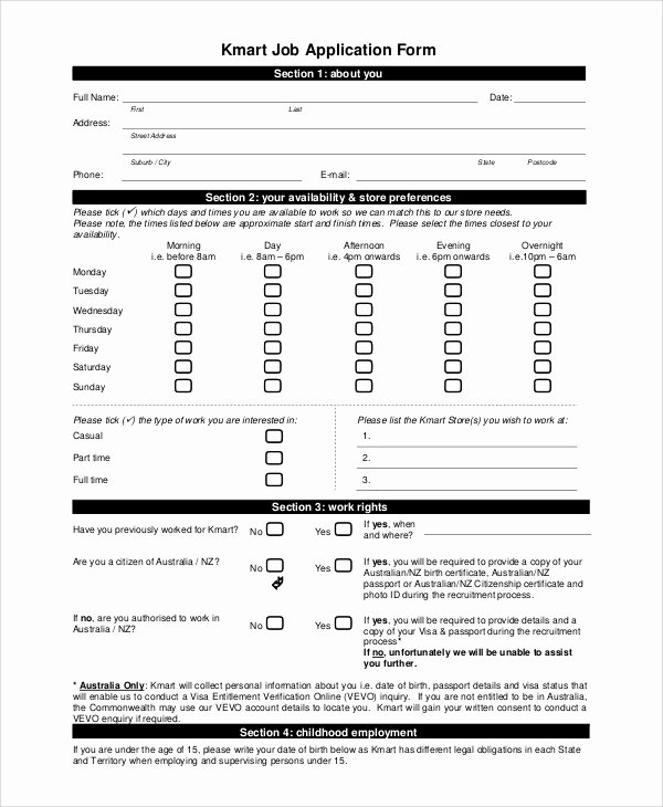 General Job Application form Fresh Sample Printable Job Application form 10 Examples In