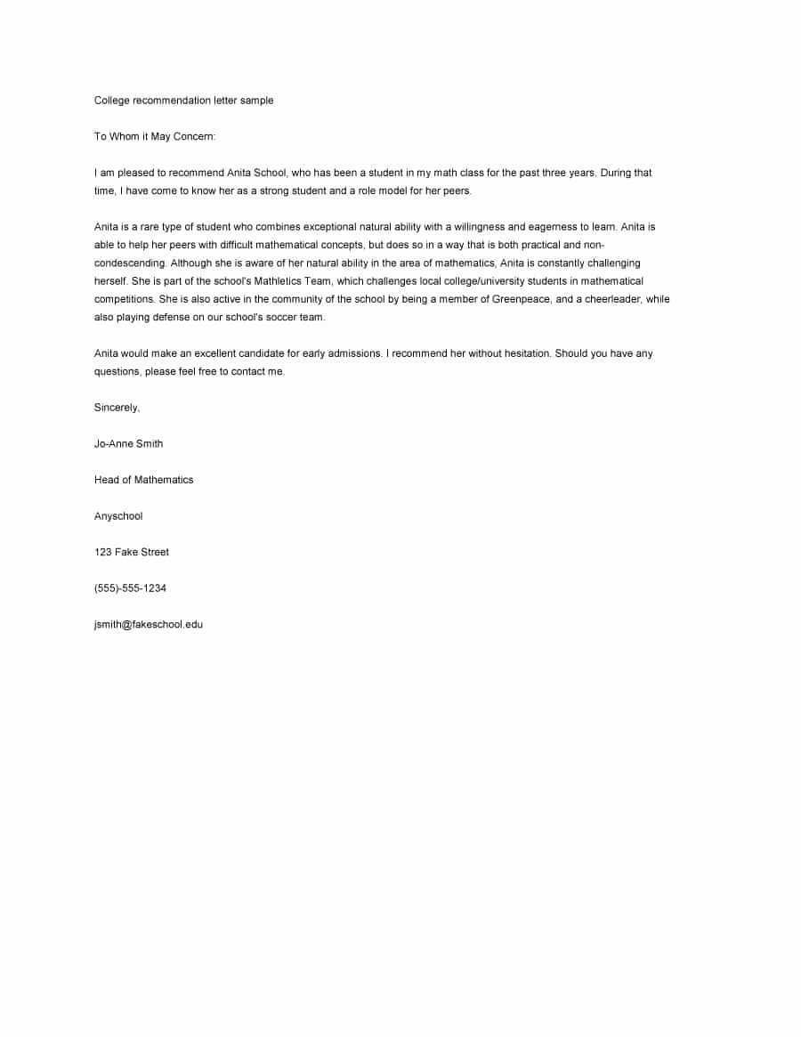 Generic Letter Of Recommendation Template New 43 Free Letter Of Re Mendation Templates &amp; Samples