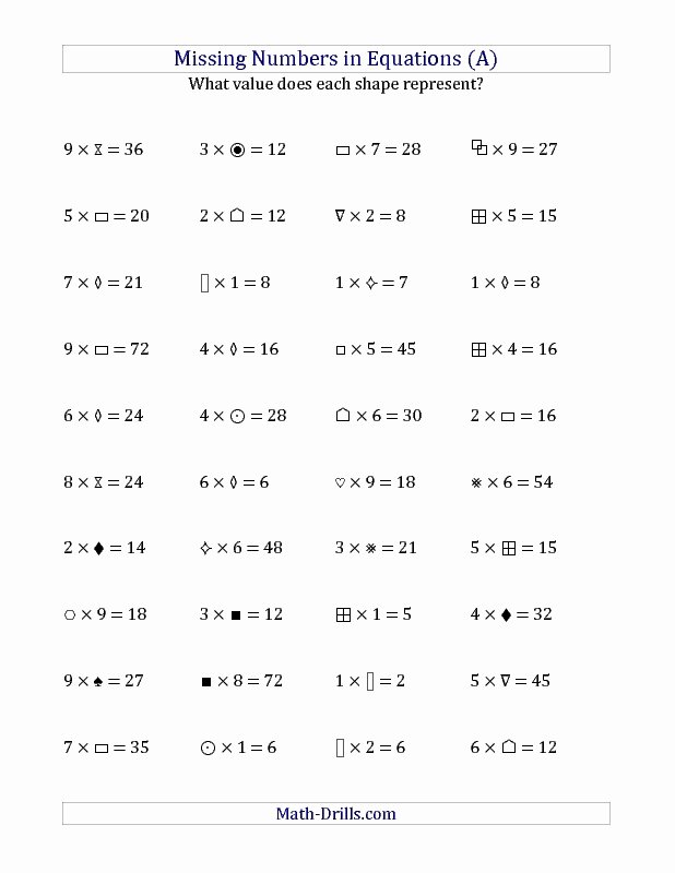 Geometry Worksheets High School Elegant Algebra Worksheet Missing Numbers In Equations Symbols
