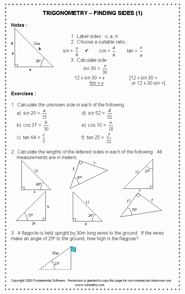 Geometry Worksheets High School Luxury Free High School Math Worksheet From Funmaths