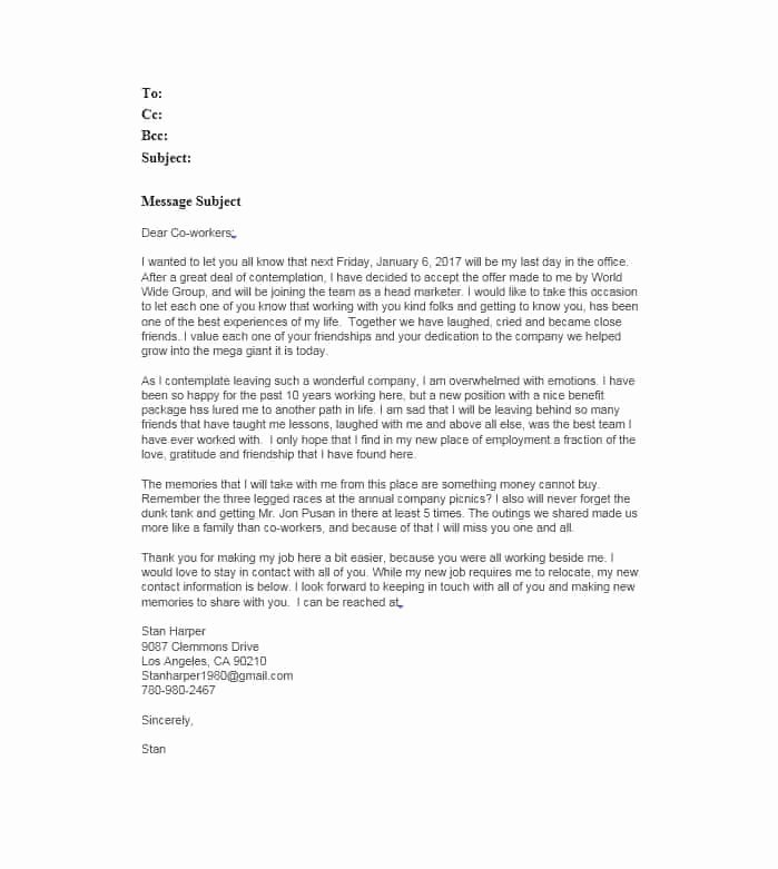 Goodbye Note to Coworkers Elegant 40 Farewell Email Templates to Coworkers Template Lab