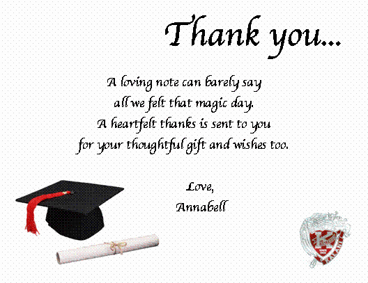 Graduation Present Thank You Note Inspirational Sample Graduations Thank You Candy Wrappers