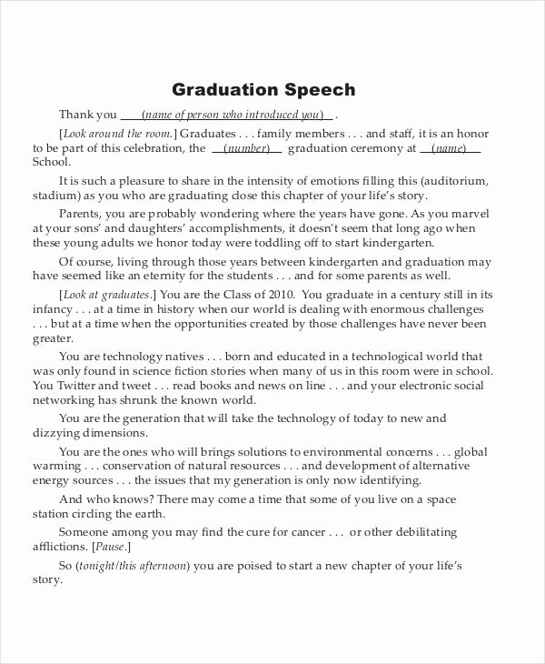 Graduation Thank You Samples Inspirational Free 8 Graduation Speech Examples &amp; Samples In Pdf