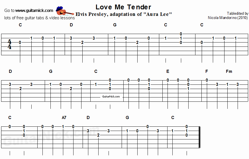 Guitar Chords for Beginners Beautiful Love Me Tender Easy song for Beginners Guitar Tab
