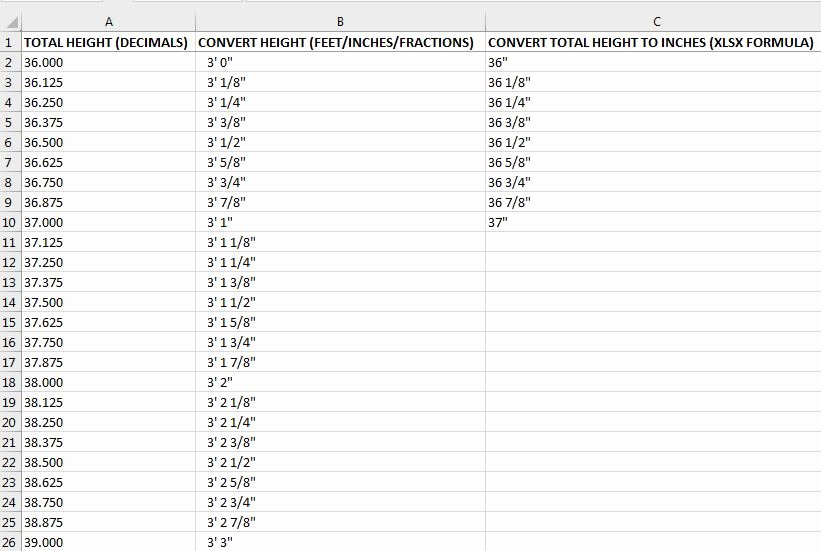 30 Height Chart In Inches Example Document Template