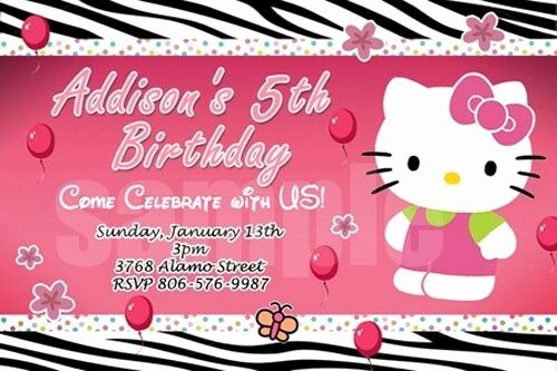 Hello Kitty 1st Birthday Invitations Awesome Hello Kitty Zebra Birthday Party Invitation 1st Baby