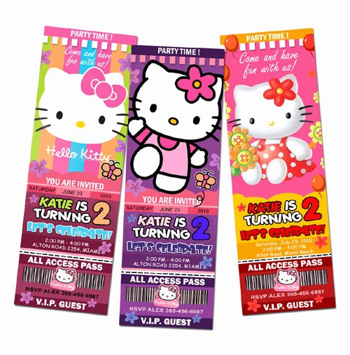 Hello Kitty Baby Shower Invites Inspirational Hello Kitty Birthday Party Invitation Ticket Custom Card