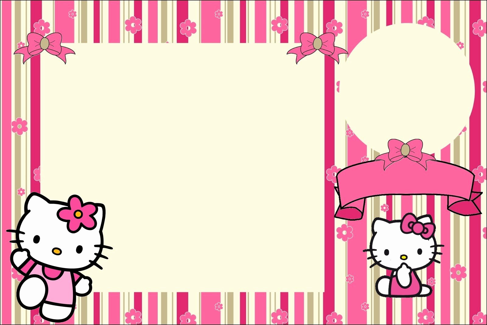 Hello Kitty Invitation Card Awesome Hello Kitty with Flowers Free Printable Invitations Oh