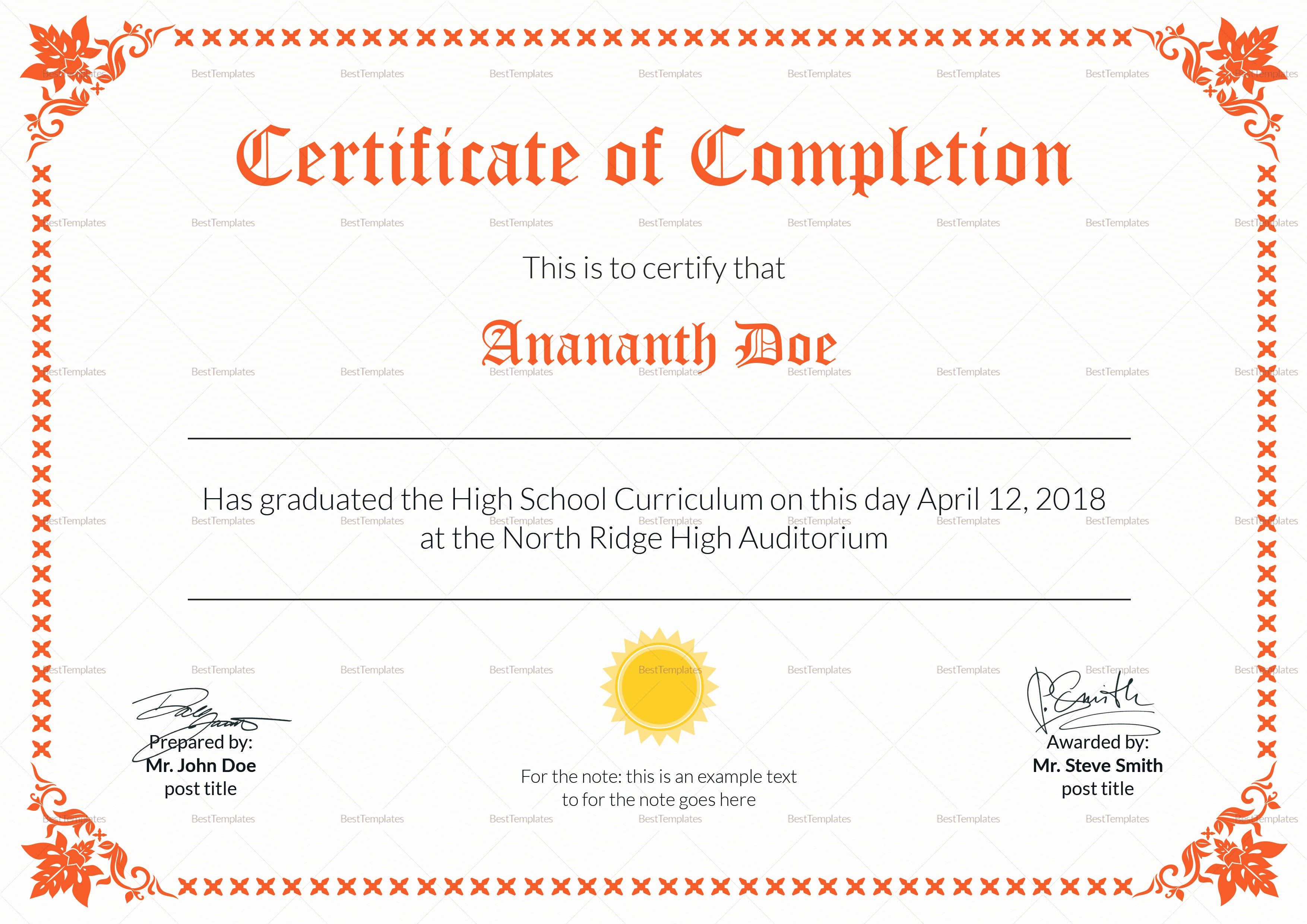 High School Diploma Template Word Inspirational High School Diploma Certificate Design Template In Psd Word