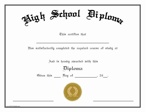 High School Diploma Template Word New Free Printable High School Diploma Templates