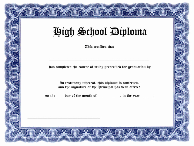 High School Diploma Template Word Unique Blank High School Diploma Template Free Printables