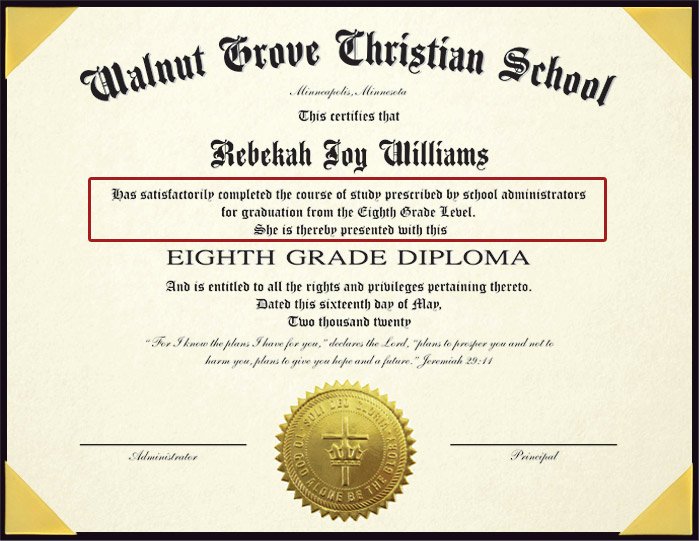 High School Diploma Template Word Unique Wording for Eighth Grade Diplomas