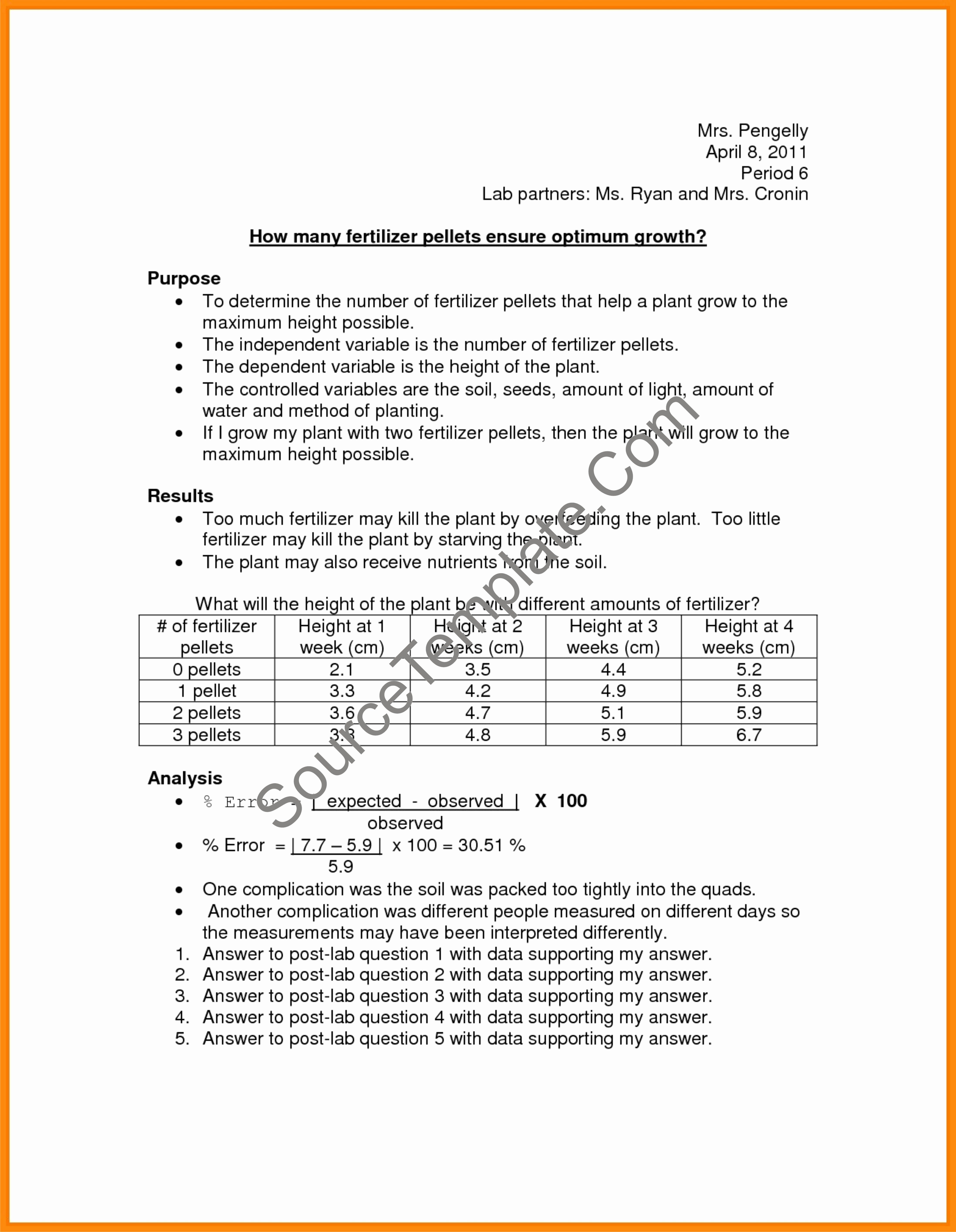 High School Lab Report Template Lovely Lab Report Template High School Free Word Download