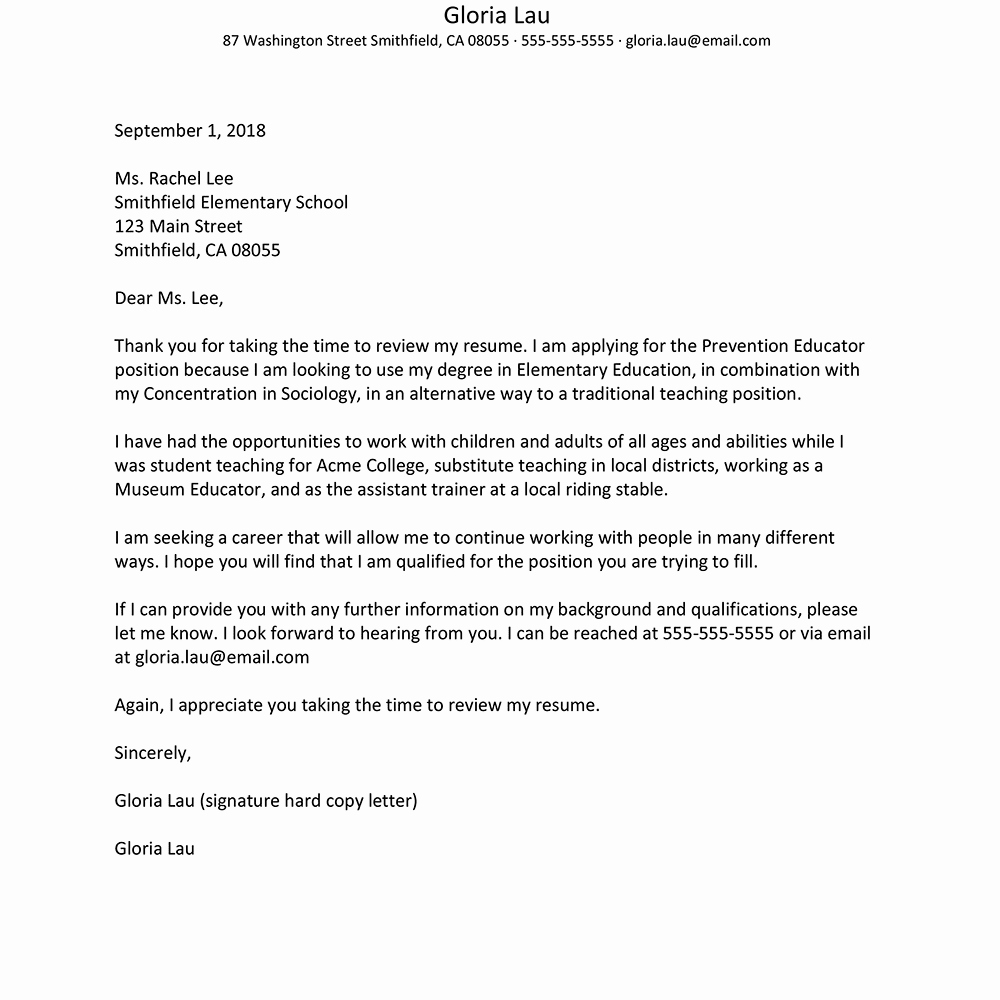 High School Teacher Cover Letter Lovely Sample Cover Letter for A School Position