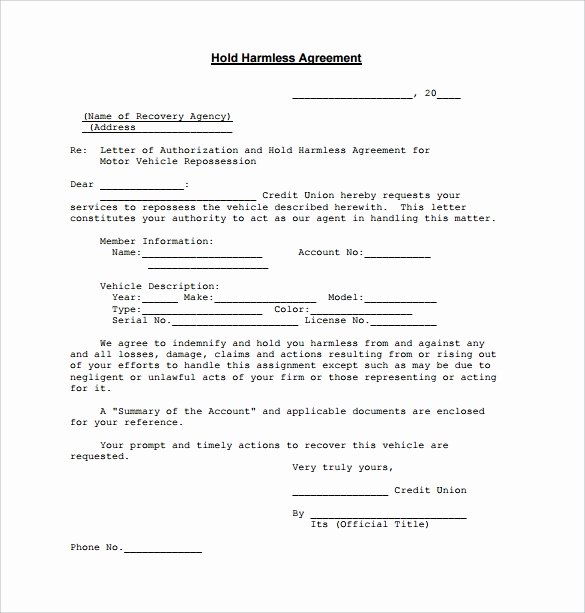 Hold Harmless Agreement Sample Wording Beautiful Free 32 Sample Hold Harmless Agreement Templates In