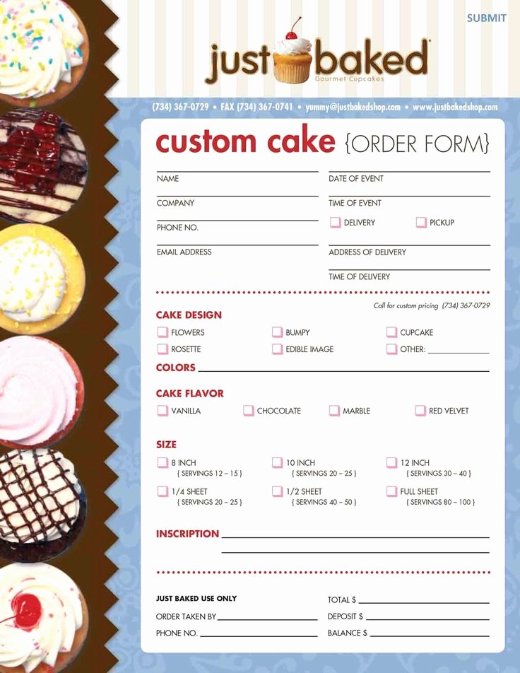 Home Bakery Cake order form Elegant 23 Best Cake order forms Images On Pinterest