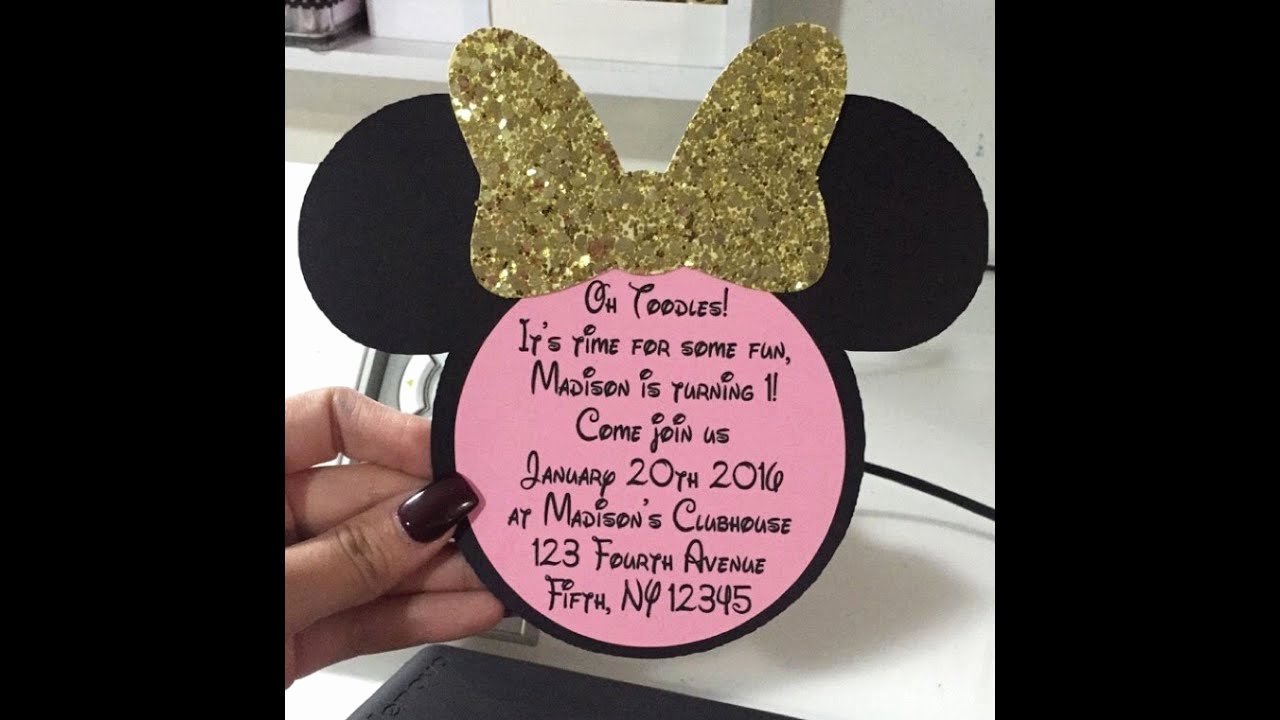 Homemade Minnie Mouse Invitations Beautiful Minnie Mouse Invitations Pink &amp; Gold theme