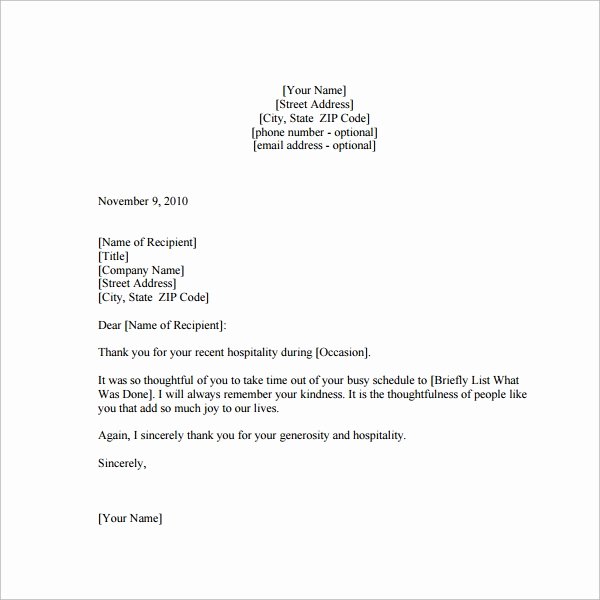 Hospitality Thank You Notes Awesome Sample Thank You Note 9 Documents In Word Pdf