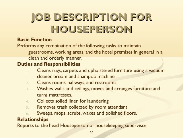 30 Housekeeping Supervisors Duties And Responsibilities Example 