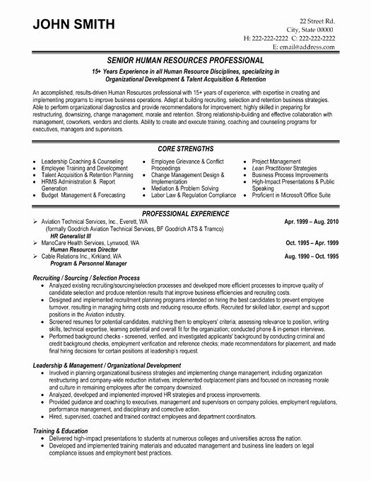 Hr Executive Resume Sample Awesome top Human Resources Resume Templates &amp; Samples