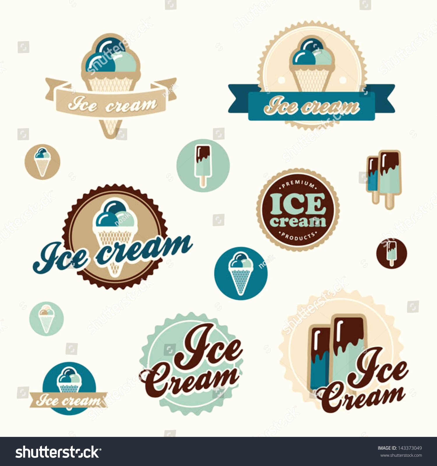 Ice Cream Shop Logo Awesome Set Vintage Ice Cream Shop Logo Stock Vector