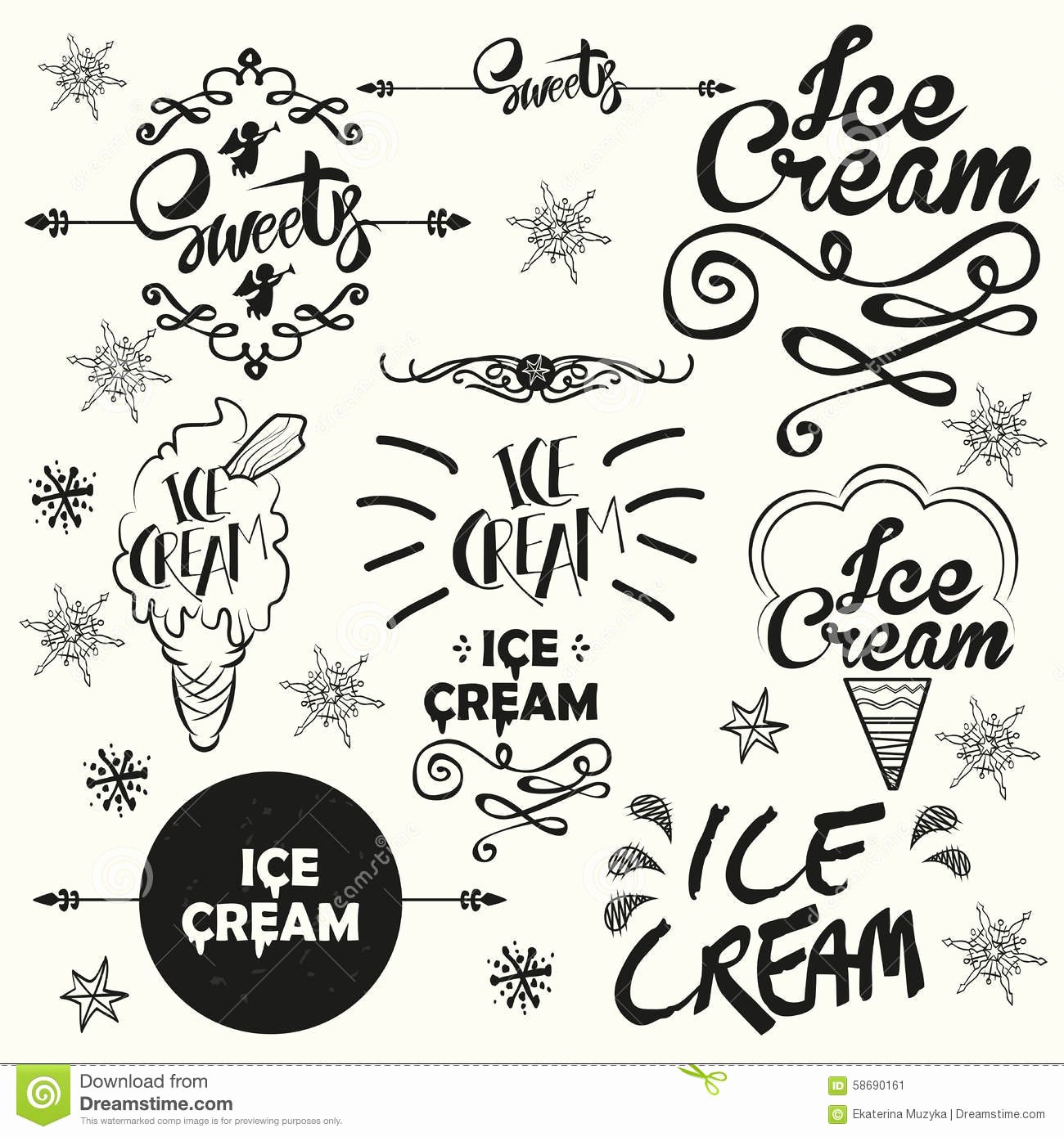 Ice Cream Shop Logo Unique Set Vintage Ice Cream Shop Logo Badges and Stock Vector