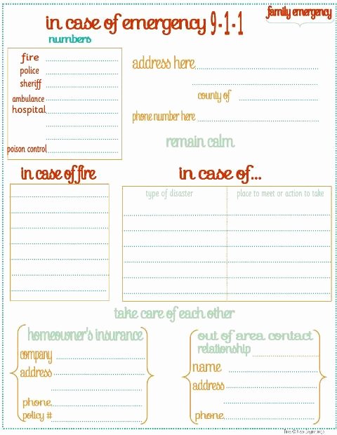 In Case Of Emergency form Awesome Home Management Binder About Us Family Emergency