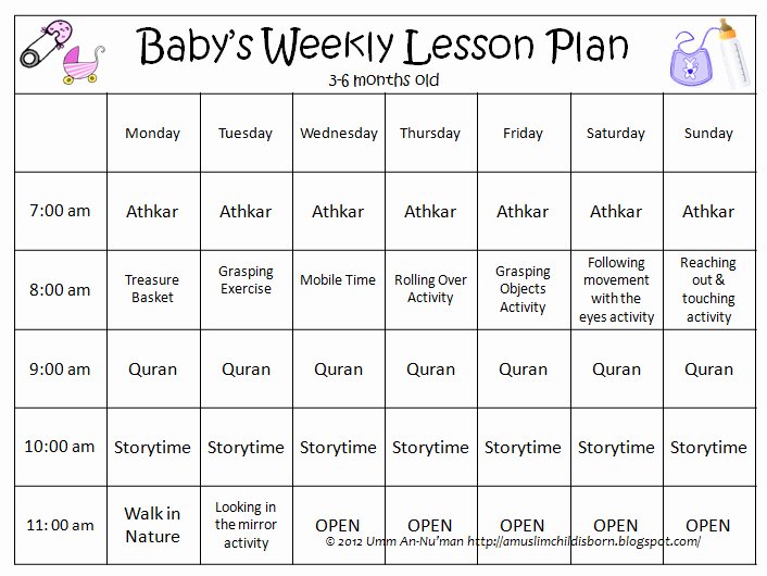 Infant Weekly Lesson Plan Fresh A Muslim Child is Born Back to School &quot;homeschooling