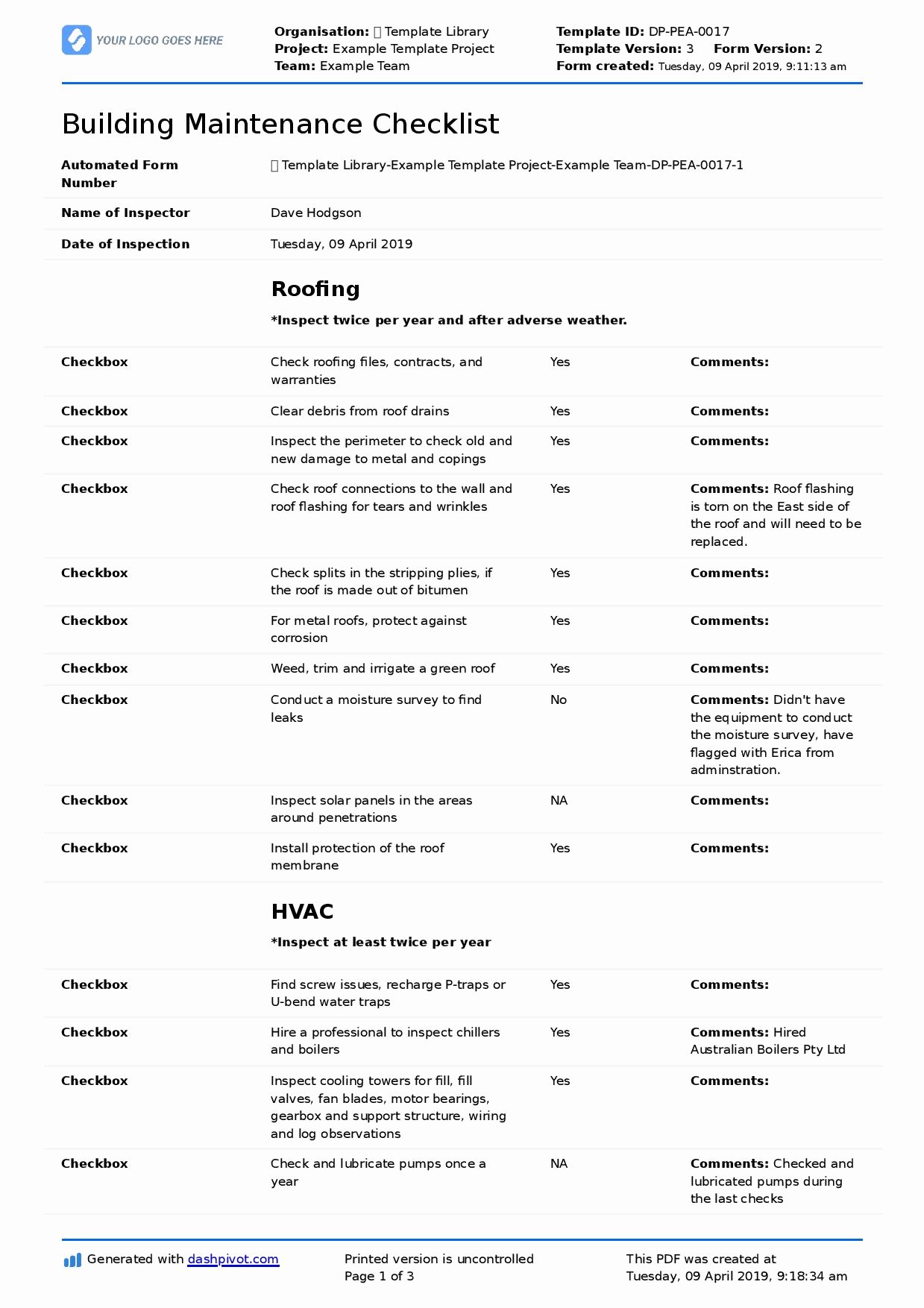 Inspection Checklist Template Excel Awesome Free Building Maintenance Checklist Better Than Pdf