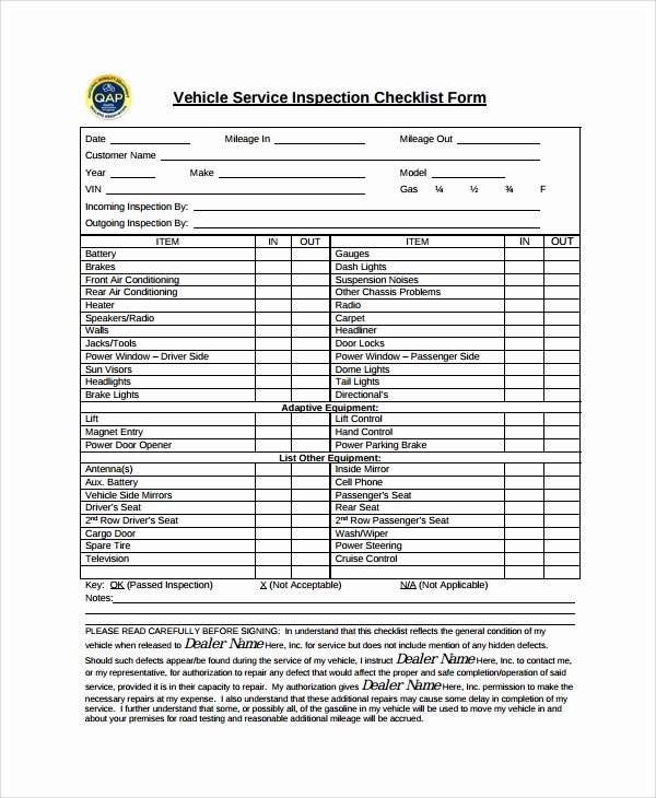 Inspection Checklist Template Excel New Motor Vehicle Pre Purchase Inspection Impremedia