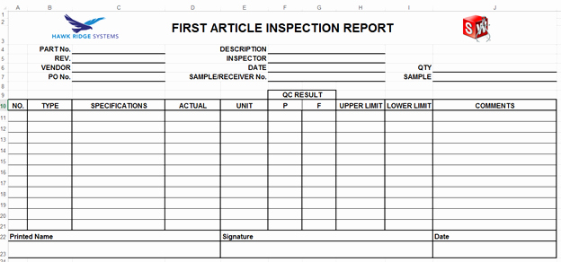 Inspection Checklist Template Excel Unique Creating solidworks Custom Report Templates