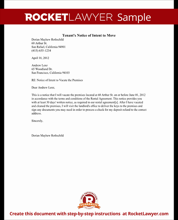 Intent to Vacate Letter Template Luxury Notice Of Intent to Vacate Template form with Sample