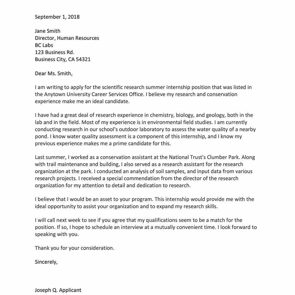 Internship Cover Letter format Beautiful Cover Letter for An Internship Sample and Writing Tips