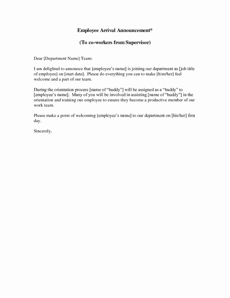 Introductory Letter for Employee Elegant New Employee Announcement Letter This Sample New