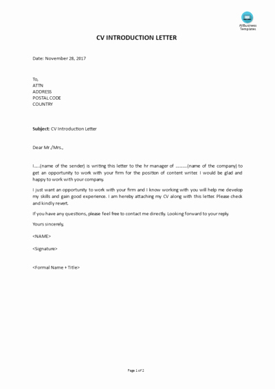 Introductory Letter for Employee Unique the Guide for Writing An Introduction Letter for A Job