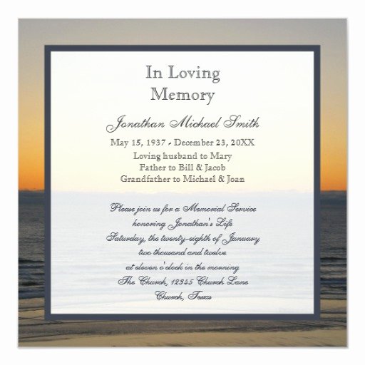 Invitations to A Funeral Awesome Memorial Service Announcement Invitation