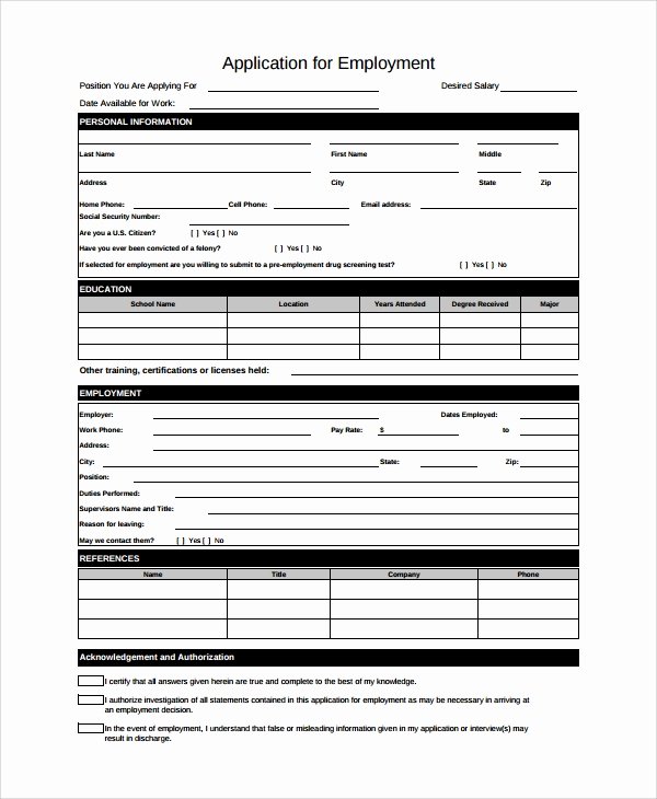 Job Application form Sample Elegant Sample Employee Application form 7 Documents In Word Pdf