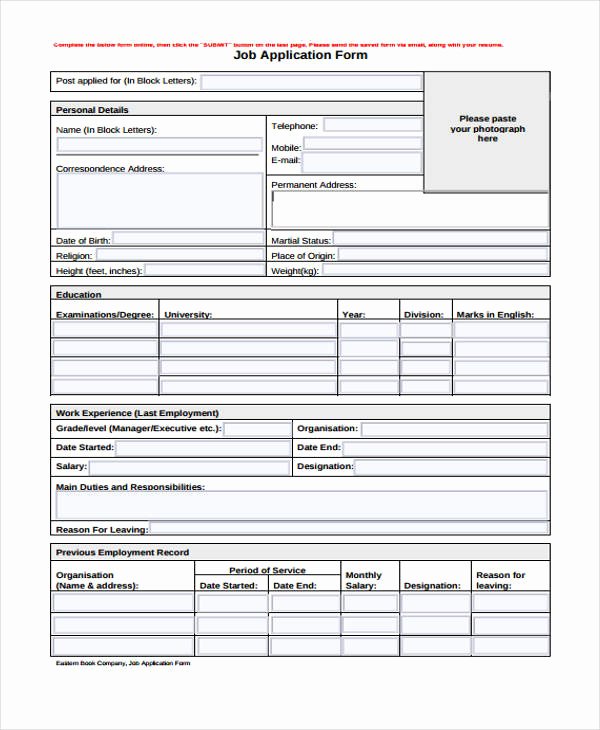 Job Application form Sample Inspirational 9 Sample Standard Job Application form Free Sample