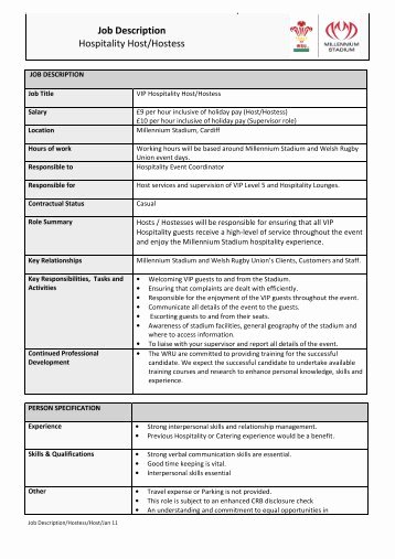 Job Description for Hostess Unique Stadium Nurseries Ltd Job Description Room Supervisor
