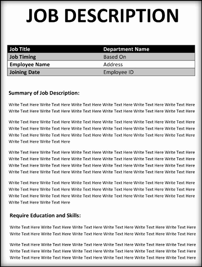 Job Description format Doc Lovely Job Description Examples – 9 Download Free Sample form