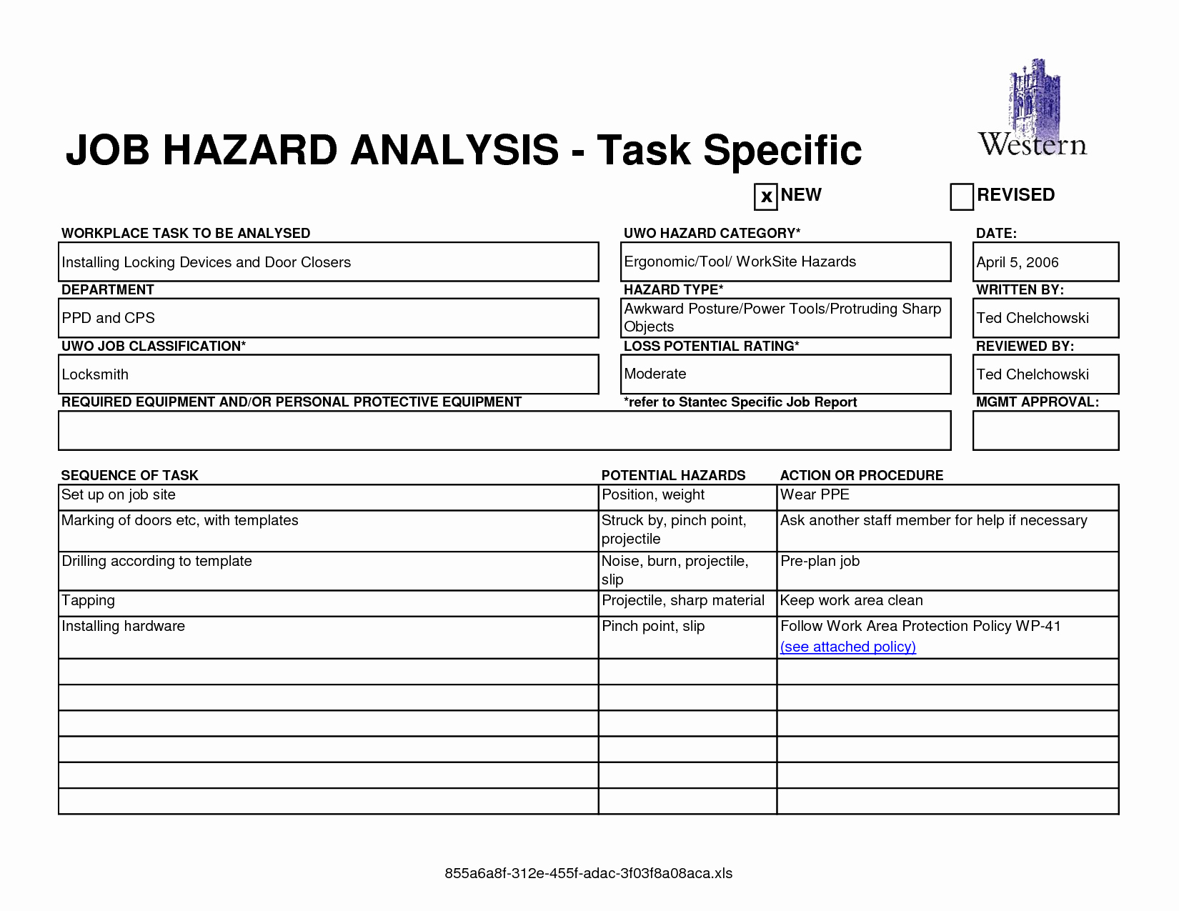 Job Safety Analysis Example Elegant Work Analysis Similar Material