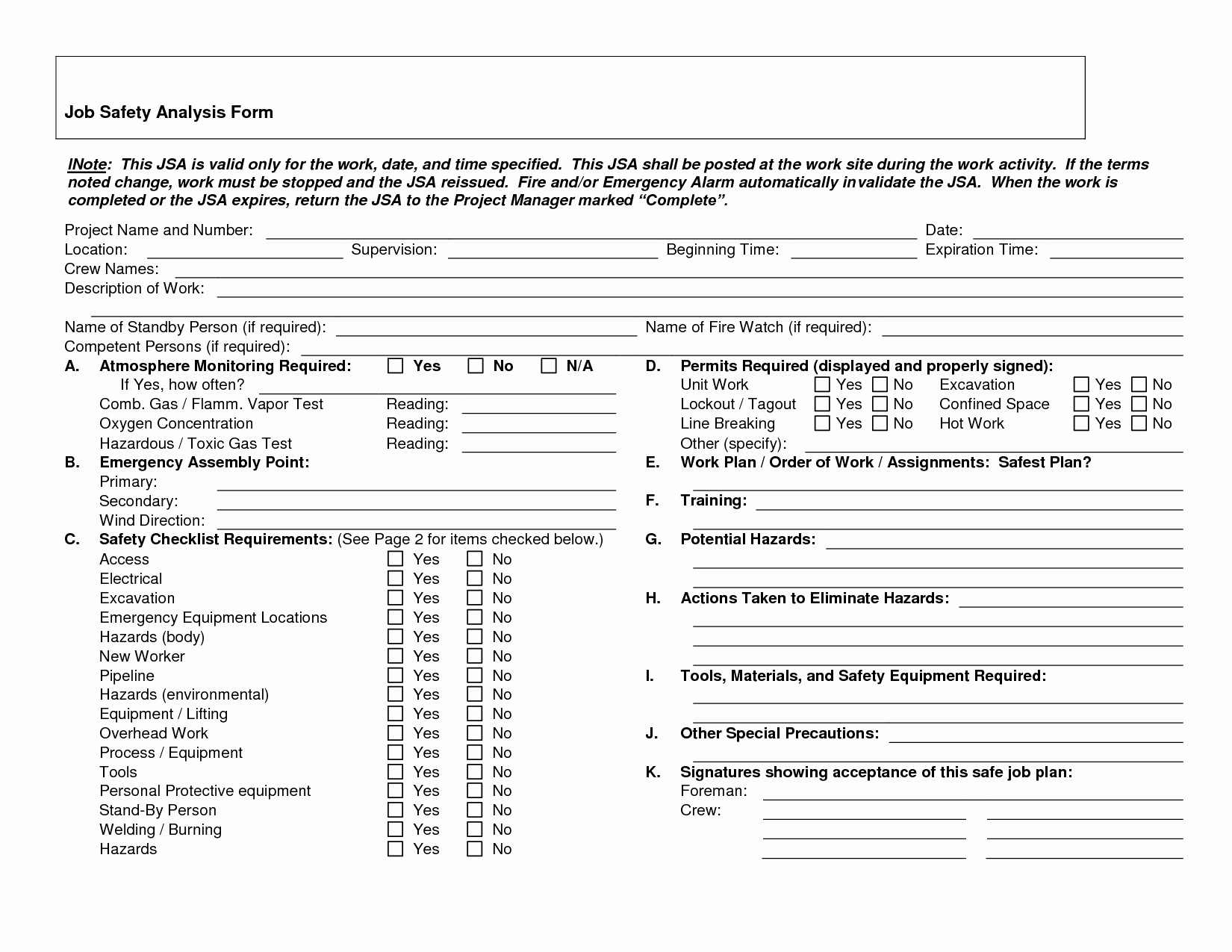 Job Safety Analysis Example Lovely Job Safety Analysis forms