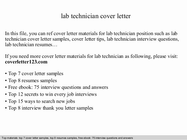 Lab Technician Cover Letter Inspirational Lab Technician Cover Letter